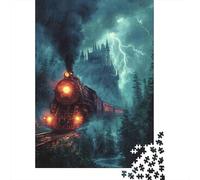 Steam Train Jigsaw Puzzle for Adults 1000 Piece Paper Puzzle Night Thunder Family Relaxation Home Decor 70x50cm/1000pcs