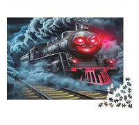 Steam Train Jigsaw Puzzle for Adults Kids Red-eyed Steam Train in Smoky Tracks1000 Pc Fun Present & Activity for Home 38x26cm/1000pcs
