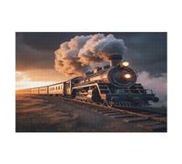 Steam Train Jigsaw Puzzles for Adults 1000 Pieces - Kids Wooden Puzzle - Recycled Board Picture （75×50cm）