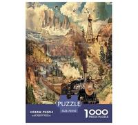 Steam Train Jigsaw Puzzles for Adults Educational Game The Impossible Challenge 1000 Pieces Difficult Hard Jigsaw Puzzles for Man And Woman with Letters on Back 70x50cm/1000pcs