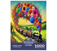 Steam Train Jigsaw Puzzles Puzzle for Adults Kids. 1000 Pieces Impossible Challenge Toy Educational Games Home Decoration for Educational Games Gifts 38x26cm/1000pcs