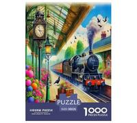 Steam Train Jigsaw Puzzles Puzzle for Adults Kids. 1000 Pieces Whimsical Challenge Toy Educational Games Home Decoration for Adults& Kids Age 14 Years Up 38x26cm/1000pcs
