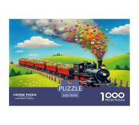 Steam Train Jigsaw Puzzles Puzzle for Adults Kids. 1000 Pieces Whimsical Challenge Toy Educational Games Home Decoration for Educational Games Gifts 70x50cm/1000pcs