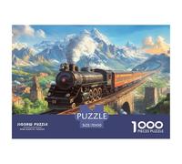 Steam Train Jigsaw Puzzles Puzzles for Adults Kids. 1000 Piece Impossible Challenge Toy Educational Game Home Decoration for Adults& Kids Age 14 Years Up 70x50cm/1000pcs