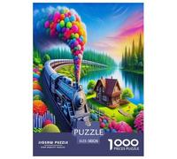 Steam Train Jigsaw Puzzles Puzzles for Adults Kids. 1000 Piece Whimsical Challenge Toy Educational Game Home Decoration for Adults& Kids Age 14 Years Up 38x26cm/1000pcs