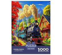 Steam Train Jigsaw Puzzles Puzzles for Adults Kids. 1000 Pieces Impossible Challenge Toy Educational Games Home Decoration for Adults& Kids Age 14 Years Up 70x50cm/1000pcs