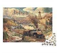 Steam Train Jigsaw Puzzles Puzzles for Adults Kids. 1000 Pieces Mountains Rivers Great Gifts Challenge Toy Educational Game Home Decoration for Adults& Kids Age 14 Years Up 1000pcs (75x50cm)