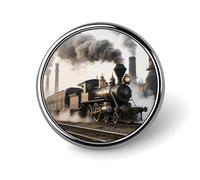 Steam Train Lapel Pin Cute Metal Brooch Pin Fashionable Round Badge for Shirts, Hats, Jackets Unique Fashion Accessories Gift for Men & Women