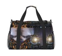 Steam Train Large Travel Duffle Bag with Shoulder Strap,Water-Resistant Twill Weekender Bag for Men Women,Spacious Carryall Gym Bag