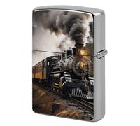Steam Train Lighter Case Metal Protective Cover with Double-Sided Art Design, Cool Lighters Pouch Shockproof Lighter Cover for Men Women Gifts, Lighters Not Included