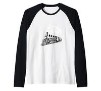 Steam Train Locomotive Engineer Railway Men Women Kids Boys Raglan Baseball Tee