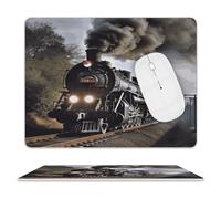 Steam Train Mouse Pad,Premium-Textured Mouse Mat Design,Computer Mouse Mat,Stitched Edges, Water-Resistant, for Gamer, Office & Home,Square Mouse Pad,Spill-Resistant Surface, Durable Materials, Portab
