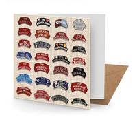 Steam Train Name Plates Greetings Card for Him, Blank Card, 15 x 15 cms | Suitable for Birthday, Thank You, Father's Day, Matte Finish, Kraft Envelope, Made in Great Britain, FSC Certified