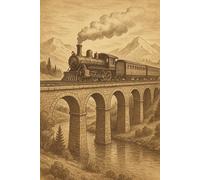 Steam Train Notebook: Vintage Railway Viaduct Silhouette Journal: A Lined Writing Book with Classic Black and Cream Artwork for Enthusiasts and Collectors
