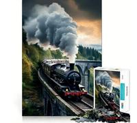Steam Train on Bridge 1000 Piece Jigsaw Puzzle for Teenagers Recall Upgrade Calm Mind Clear Cut Art Collectible 38x52cm