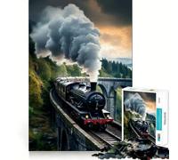 Steam Train on Bridge 1000 Piece Jigsaw Puzzles for Adults Teenagers Memory Upgrade Light Relax Sharp Cut Lovely Gift 50x75cm