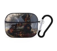 Steam Train On Canyon Trestle Earphone Case PC Earbud Bag with Keychain Black-style