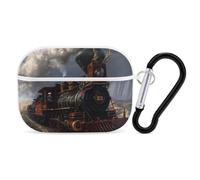 Steam Train On Canyon Trestle Earphone Case PC Earbud Bag with Keychain White-style