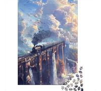 Steam Train on The Bridge Puzzle Customizable Pictures 100% Recycled Cardboard Jigsaw Puzzle for Kids And Adults Age 12 Years Up Unique Gift 1000pcs (38x26cm)