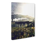 Steam Train Over Glenfinnan Viaduct Canvas Print | Gallery Wrapped 30mm Frame Wall Art | 20x14 inches | Ready to Hang | Modern Vehicles Picture | Living Room Bedroom Lounge Office