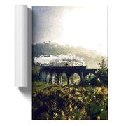 Steam Train Over Glenfinnan Viaduct Design | Unframed Wall Art Print | Ready to Frame Poster | Modern Home Decor Picture | Artwork for Living Room, Bedroom or Office | A4 (21x29.7 cm)