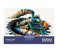 Steam Train Paperboard Steam Train Breaking through Wall Classic Jigsaw Puzzle Interactive Boredom Buster 70x50cm/1000pcs