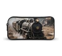Steam Train Pencil Case - Large Aesthetic Makeup Bag Multi-Purpose Pencil Pouch Cute Cosmetic Bag with Zipper Closure for Office, Home, Study & Travel