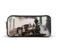 Steam Train Pencil Case - Large Aesthetic Makeup Bag Multi-Purpose Pencil Pouch Cute Cosmetic Bag with Zipper Closure for Office, Home, Study & Travel