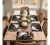 Steam Train Placemats 30x45cm*6 Linen Heat Resistant Placemats Waterproof Table Place Mats Washable Wipeable Outdoor Placemat for Kitchen Dining Room Table Decorations