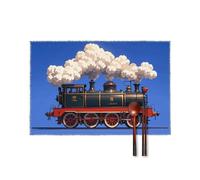 Steam Train Placemats Set of 6 12 X 18 Inch-Boho Canvas Table Mats Heat Resistant & Washable Place Mats Non-Slip Wipeable Placemat for Kitchen Dining Table Decoration Indoor Outdoor