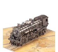 Steam Train Pop Up Fathers Day Card for Men, Vintage Steam Train Design, Handmade 3D Birthday Card, Ideal Gift for Father's Day, Birthday for Dad, Grandad, Husband, Men, Boyfriend, Adults; 6" x 8"