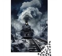 Steam Train Poster 1000-Piece Puzzle for Adults, 38x26cm/1000pcs; White Cardboard for Simple Sorting; Shared Family Time Around The Table