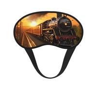 Steam Train Print Black Out Eye Mask for Sleeping Airplane, Sleep Mask Polyester for Home and Travel