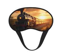 Steam Train Print Black Out Eye Mask for Sleeping Airplane, Sleep Mask Polyester for Home and Travel