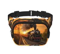 Steam Train print Fashion Waist Packs Crossbody Belt Bag Fanny Pack for Women Crossbody for Traveling Running, Black, One Size