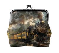 Steam Train Printed Coin Purse for Women Cute PU Leather Coin Wallet Mini Coin Purse Pouch with Kiss-Lock