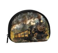 Steam Train Printed Coin Purse for Women Cute Small Change Wallet Mini Coin Purses Pouch with Zipper