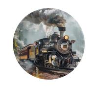 Steam Train Printed Gaming Mouse Pad 1 PCS, Round Non-Slip Rubber Base Laptop Mousepad Desk Mat for Gamer, Office, Home