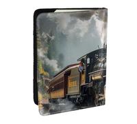 Steam Train Printed Passport Holder - 6.5 x 4.5 Inch RFID Blocking Travel Wallet,Stylish Passport Cover,Lightweight Document Organizer for Cards
