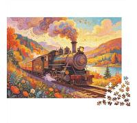 Steam Train Puzzle for Adults 1000 Piece Recycled Autumn Valley Puzzles for Elderly Impossible Hard Difficult Challenging Great Gift Idea for Women 70x50cm/1000pcs