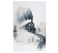 Steam Train Puzzles 1000 Pieces For Teens And Adults - Wooden Jigsaw Puzzle Family Activity Educational Games 78×53cm