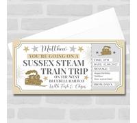 Steam Train Railway Bluebell Railway Personalised Gift Voucher Surprise Ticket | Custom Greetings Card | Surprise Reveal Voucher Spoof Ticket