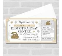Steam Train Railway Didcot Railway Centre Personalised Gift Voucher Surprise Ticket | Custom Greetings Card | Surprise Reveal Voucher Spoof Ticket