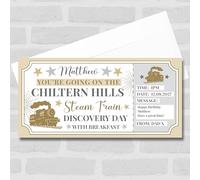 Steam Train Railway Discovery Personalised Gift Voucher Surprise Ticket | Custom Greetings Card | Surprise Reveal Voucher Spoof Ticket