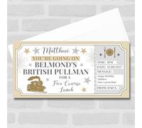 Steam Train Railway Lunch Personalised Gift Voucher Surprise Ticket | Custom Greetings Card | Surprise Reveal Voucher Spoof Ticket