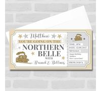 Steam Train Railway Northern Belle Brunch Personalised Gift Voucher Surprise Ticket | Custom Greetings Card | Surprise Reveal Voucher Spoof Ticket
