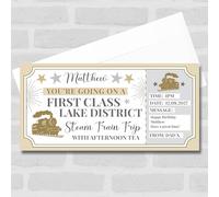 Steam Train Railway Personalised Gift Voucher Surprise Ticket | Custom Greetings Card | Surprise Reveal Voucher Spoof Ticket