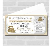 Steam Train Railway Personalised Gift Voucher Surprise Ticket | Custom Greetings Card | Surprise Reveal Voucher Spoof Ticket