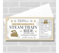 Steam Train Railway Ride East Somerset Personalised Gift Voucher Surprise Ticket | Custom Greetings Card | Surprise Reveal Voucher Spoof Ticket