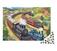 Steam Train Railway Scene 1000 Piece Jigsaw Puzzle Paper for Adults Scenic View Relaxation Gift 70x50cm/1000pcs
